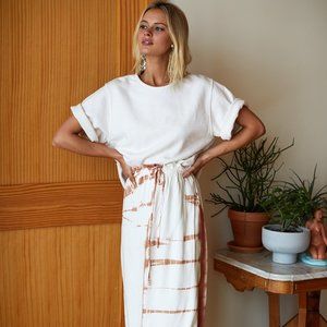 Emerson Fry drawstring skirt: tie dye terra cotta